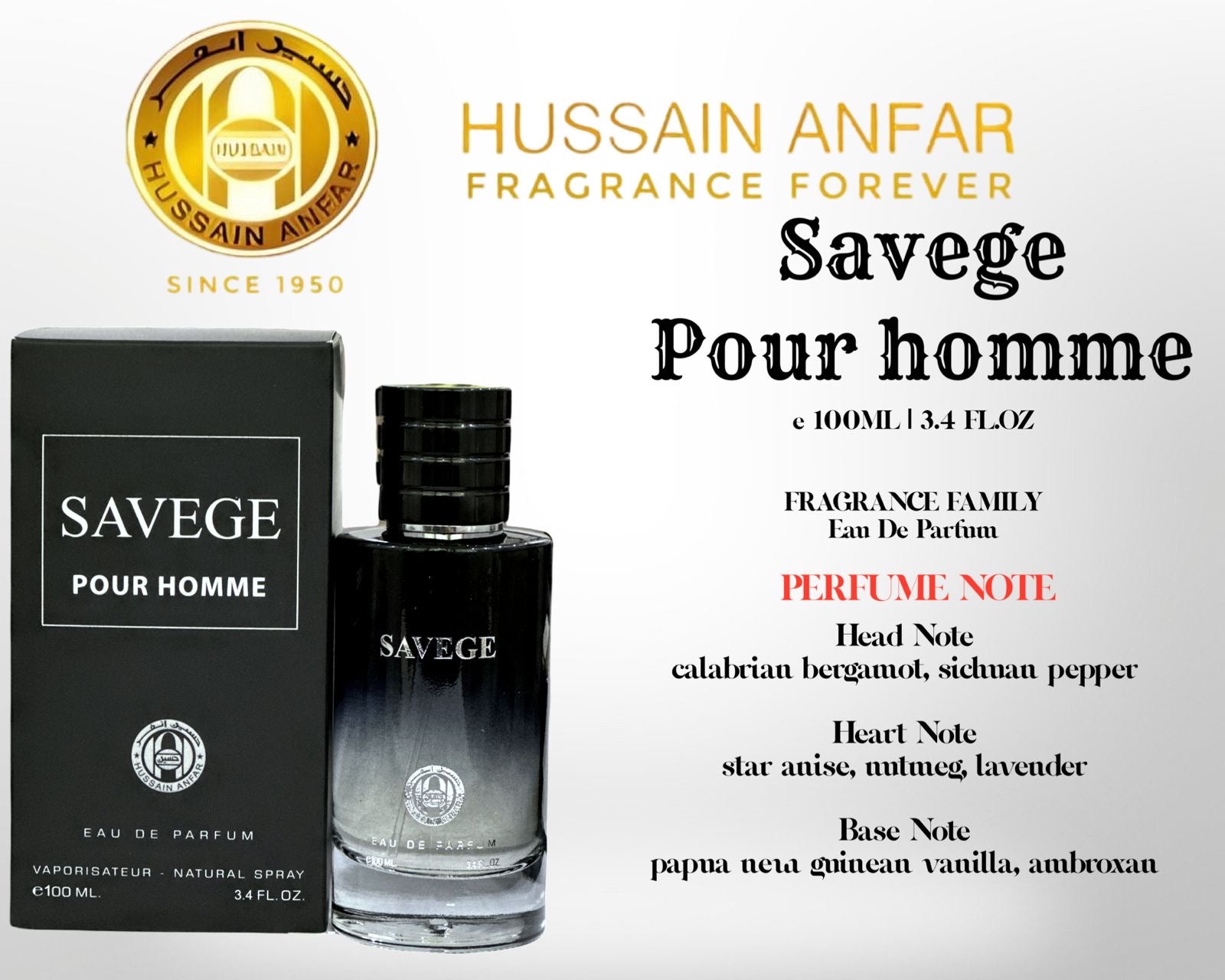 SAVEGE - 100ML - Hussain Anfar Perfumes